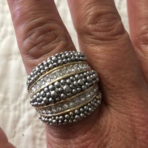 Good condition silver and gold colored ring